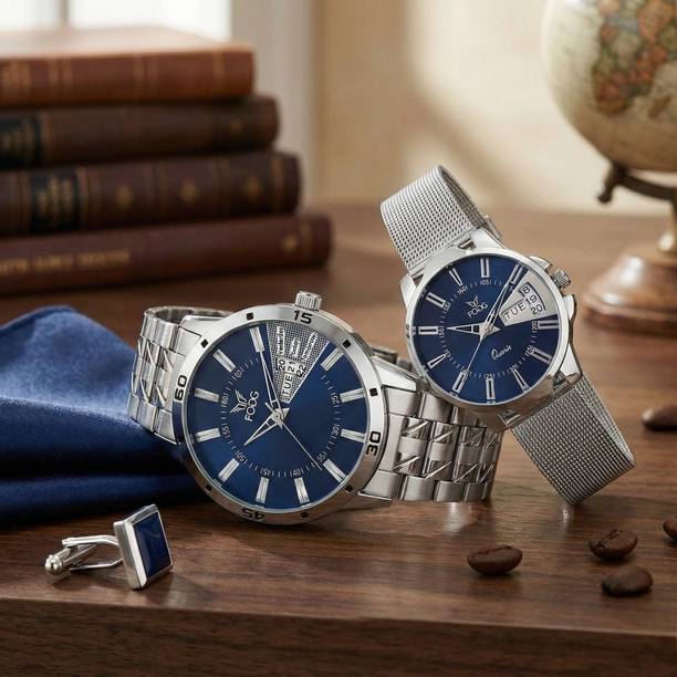 5070-Blue Day and Date Analog Watch - For Couple 5070-BL